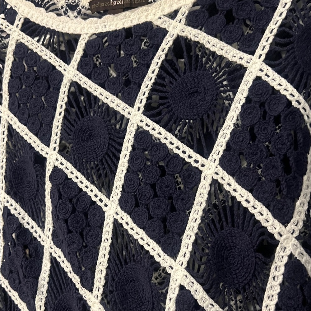Hazel Brand Navy Geometric Patterned Shirt/Coverup
